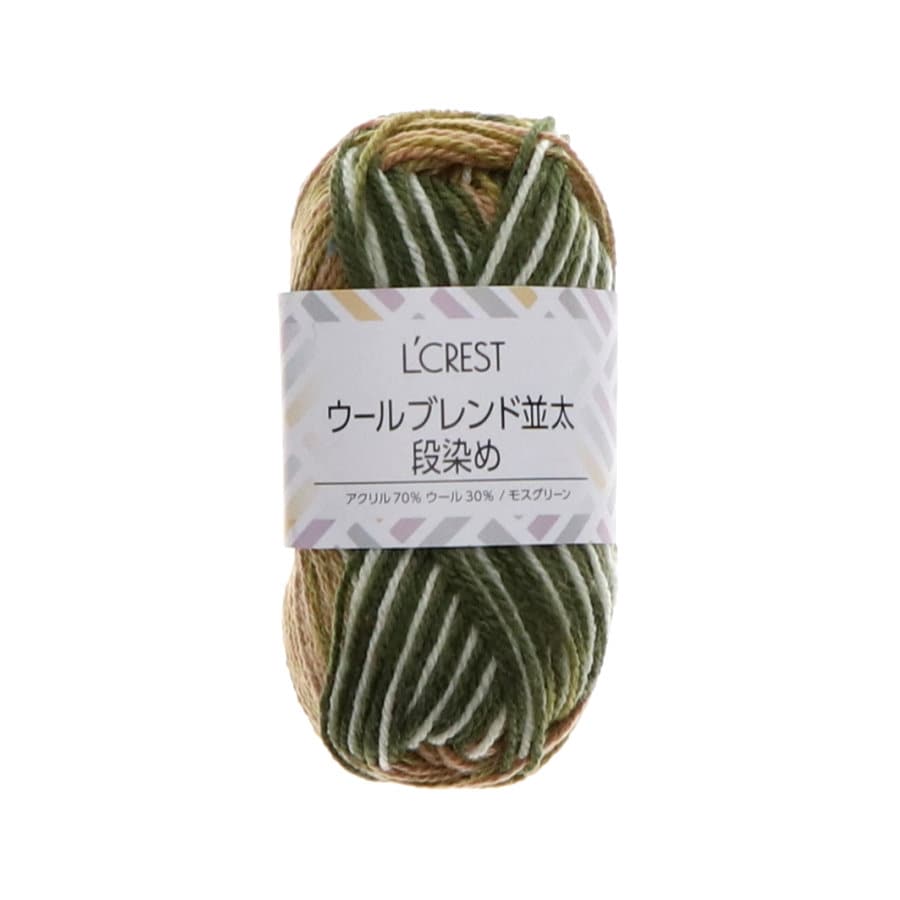 Ｌ’ＣＲＥＳＴ（ルクレスト）　ウールブレンド並太毛糸　段染め　モスグリーン