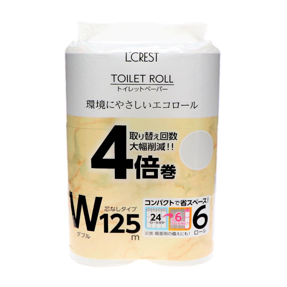 Ｌ’ＣＲＥＳＴ（ルクレスト）　４倍巻トイレットペーパー　６ロール　ダブル