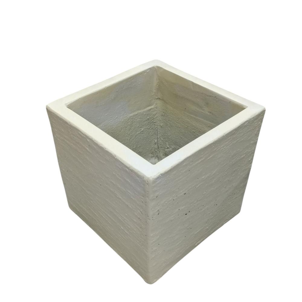 Ｂｒｅｅｚｙ　Ｇｒｅｅｎ　ファイバーセメントポット　スクエア　ベージュ　８号　２５ｃｍ