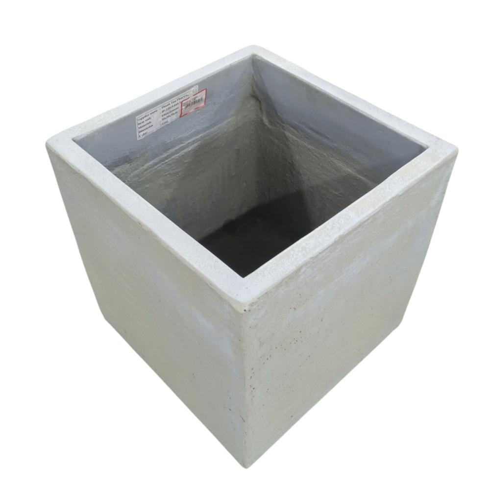 Ｂｒｅｅｚｙ　Ｇｒｅｅｎ　ファイバーセメントポット　スクエア　グレー　８号　２５ｃｍ