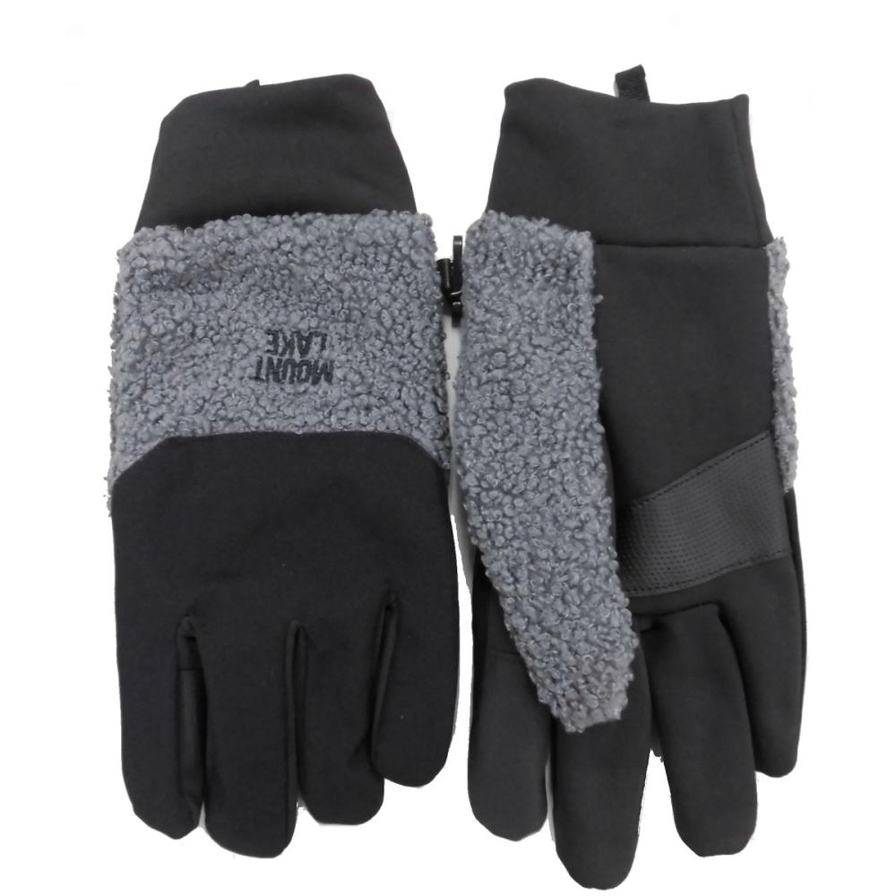 ボア手袋　スマホ対応　防風　グレー