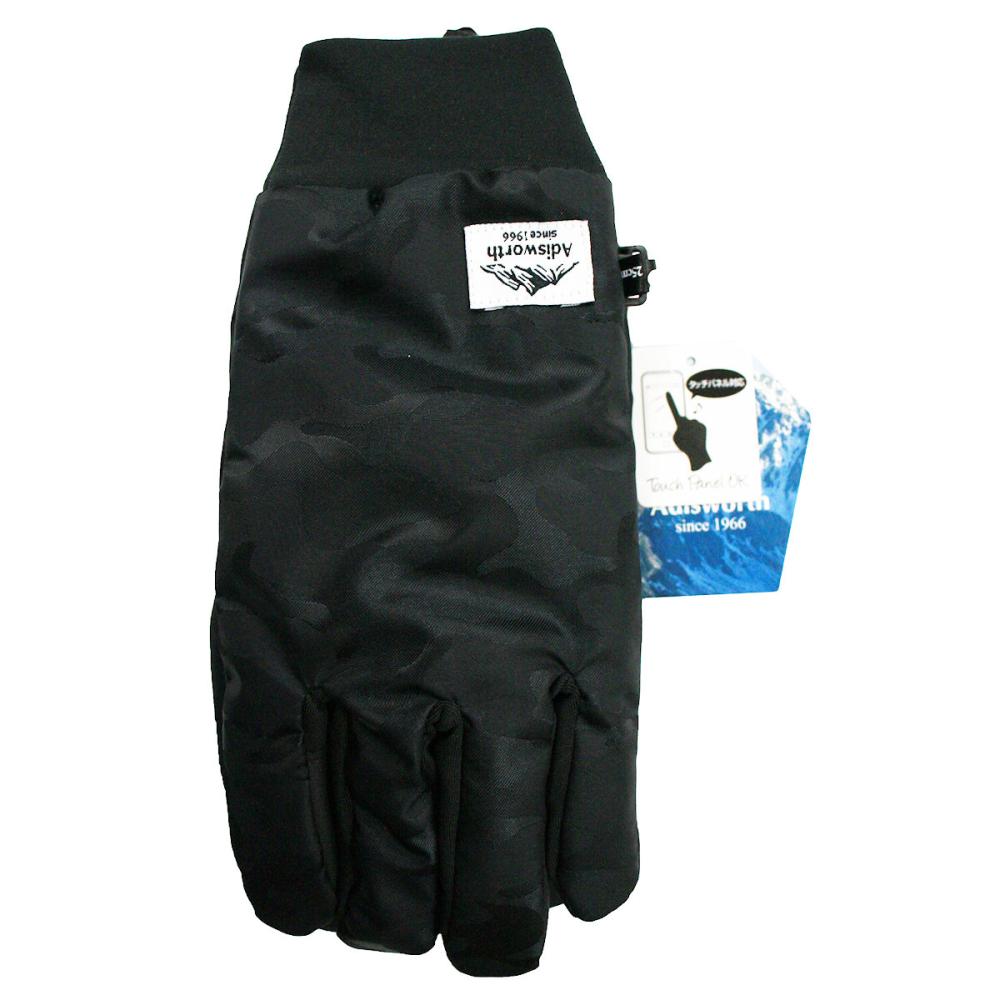 ボア手袋　防風スマホ対応　迷彩柄　黒