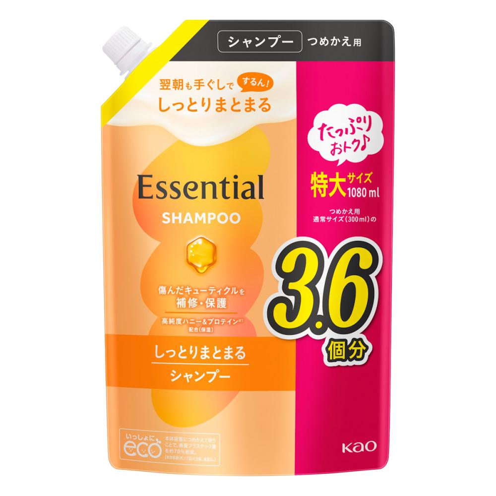 花王　エッセンシャル　しっとりまとまる　シャンプー　詰め替え用　１０８０ｍＬ