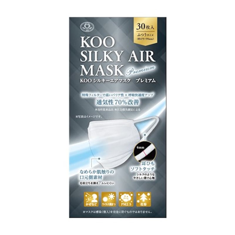 ＫＯＯ（クー）　シルキーエアマスク　プレミアム　プリーツ　ふつうサイズ　３０枚入り
