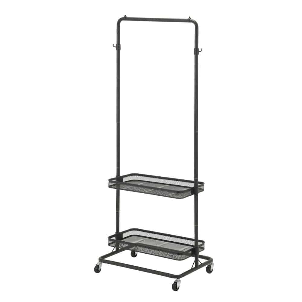 アテーナライフ　高さが変えられる簡単組立ハンガーワゴン　ブラック