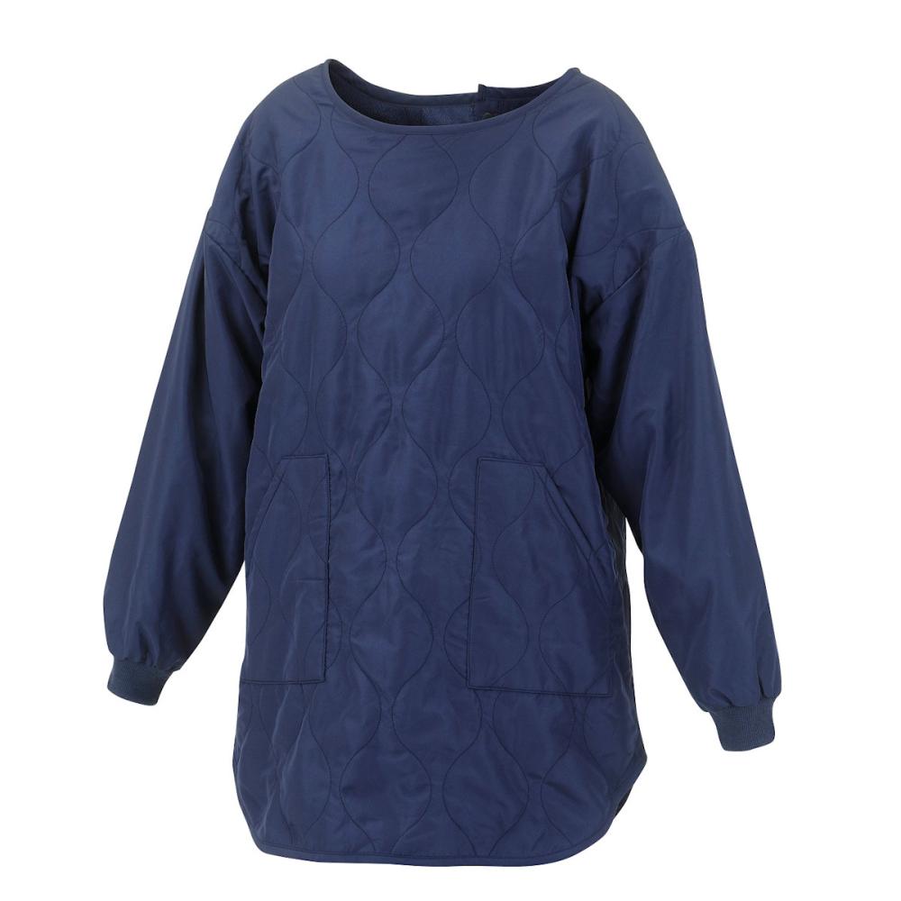 撥水キルト　裏フリースかっぽう着　フリーサイズ　ネイビー