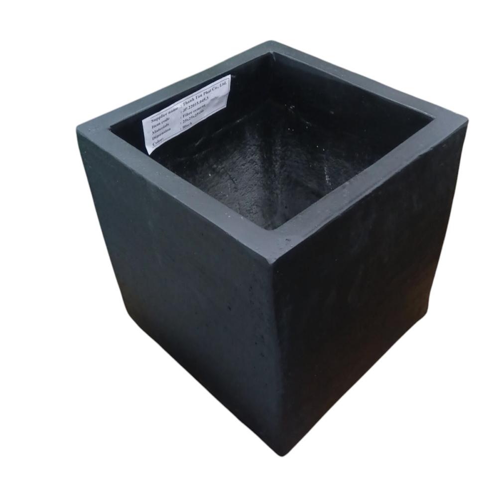 Ｂｒｅｅｚｙ　Ｇｒｅｅｎ　ファイバーセメントポット　スクエア　ブラック　８号　２５ｃｍ