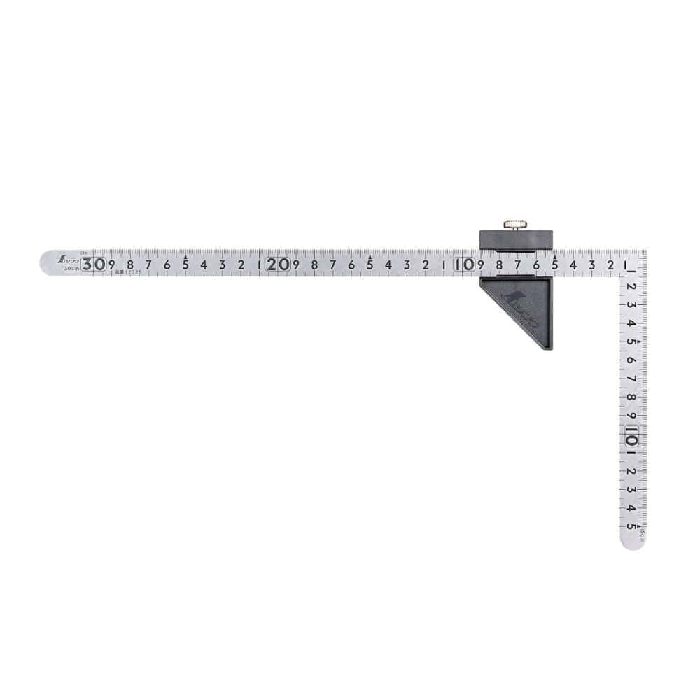 シンワ測定　曲尺　小型　平　ステン　３０×１５ｃｍ　表裏同目　ストッパー付　１２４４１