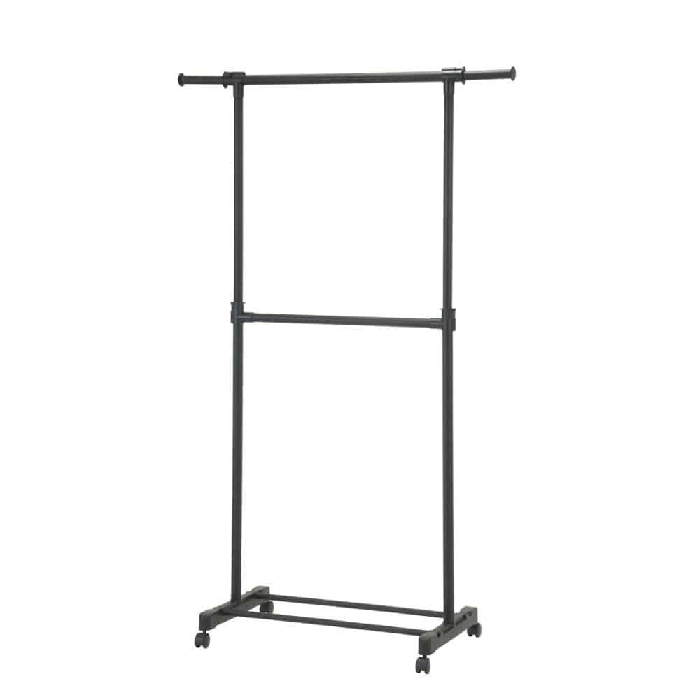 アテーナライフ　タテヨコ伸縮パイプハンガー　２段　ブラック