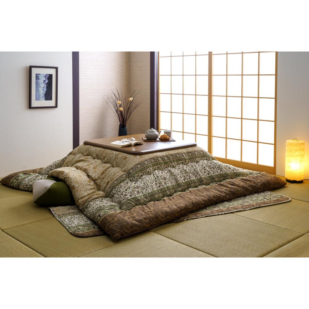 イケヒコ　こたつ掛布団　レイエル　グリーン　大判長方形　２４５×２０５ｃｍ