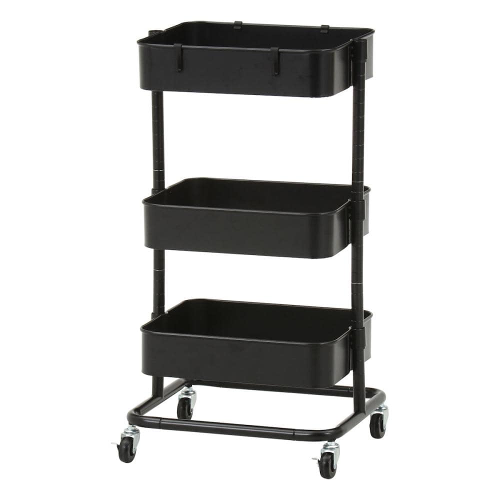 不二貿易　高さが調整できるワゴン　マルシェ　ブラック