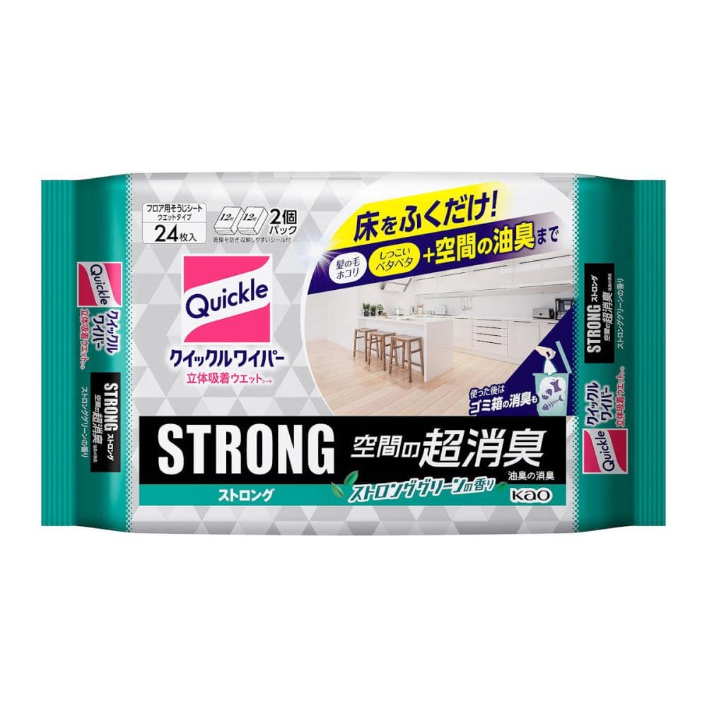 花王　クイックルワイパー　立体吸着ウェットシート　ストロング　消臭ＥＸ　２４枚入り