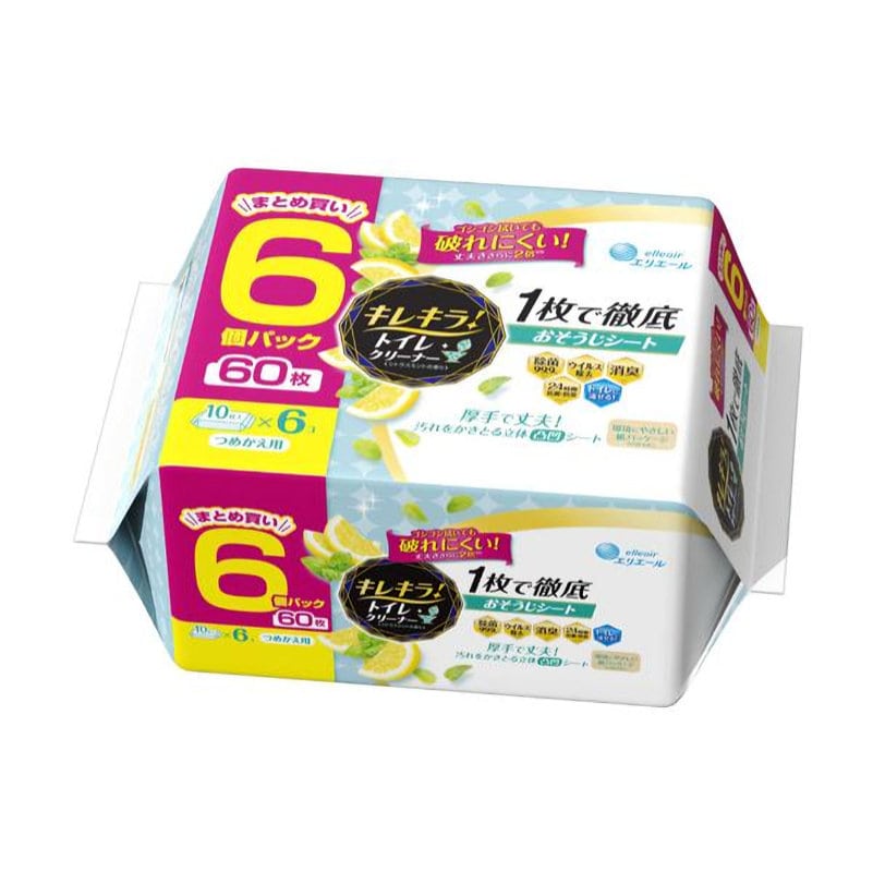 大王製紙　キレキラ！トイレクリーナー　１枚で徹底おそうじシート　シトラスミントの香り　詰替用　６０枚入り