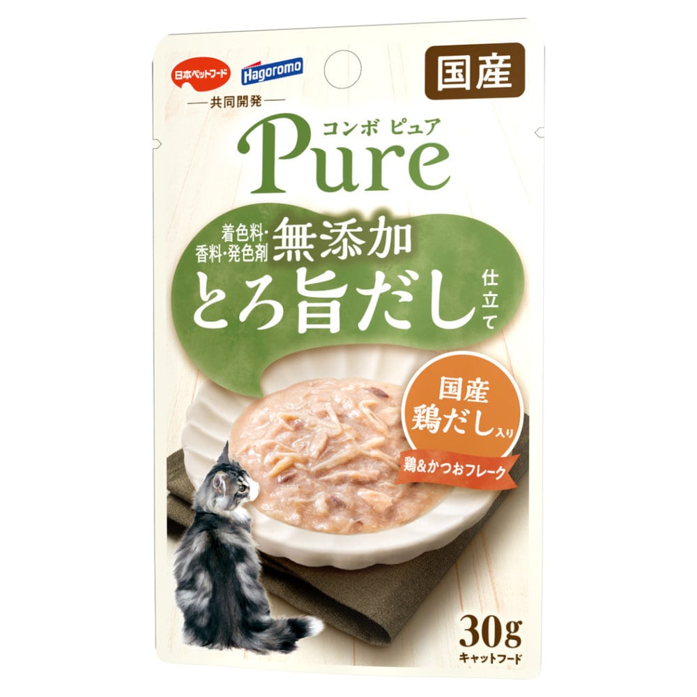日本ペット　コンボ　ピュア　キャット　パウチ　鶏＆鰹・国産鶏だし入り　３０ｇ