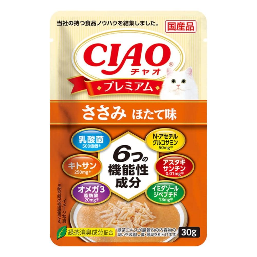いなば　ＣＩＡＯ（チャオ）　プレミアム　ささみ　ほたて味　３０ｇ