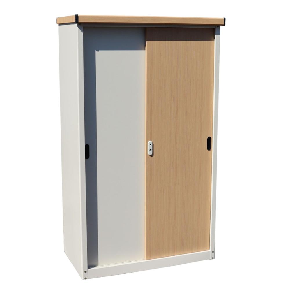 ダイマツ　木目調物置（縦仕切り）本体：アイボリー×扉色：ナチュラル　ＩＥＳ－９２５５　ＷＩ