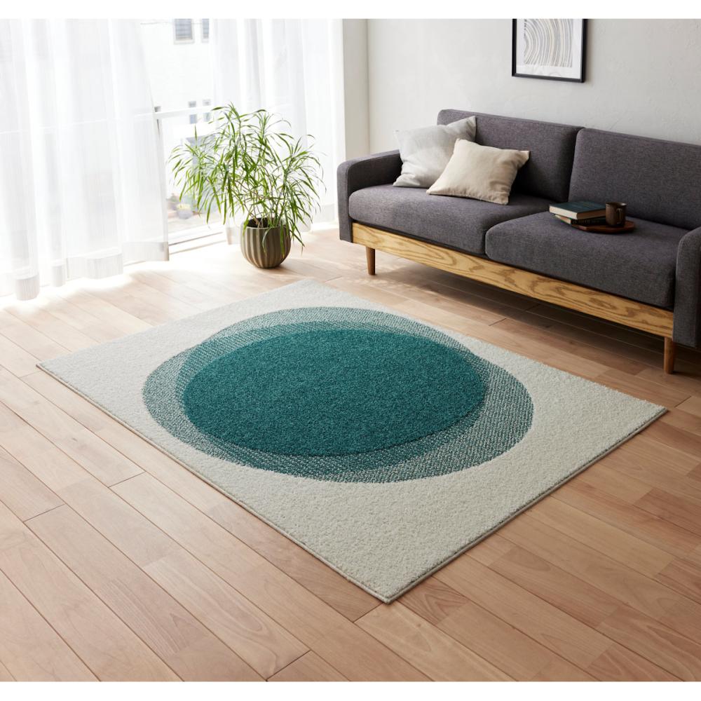 スミノエ　撥水加工ラグ　フロウ　グリーン　１３０×１９０ｃｍ