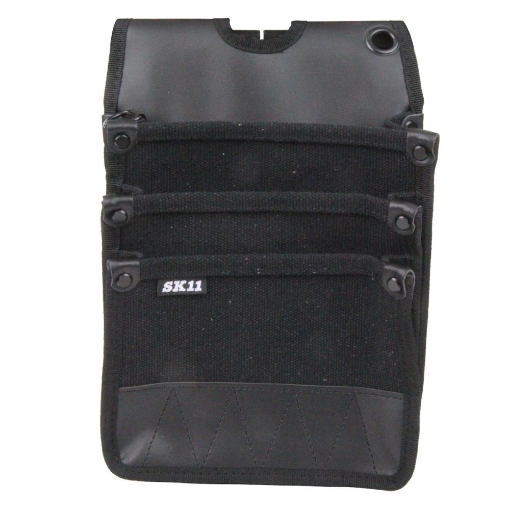 藤原産業　ＳＫ１１　帆布腰袋３段　ブラック　ＳＨＮ－３Ｄ　ＢＫ