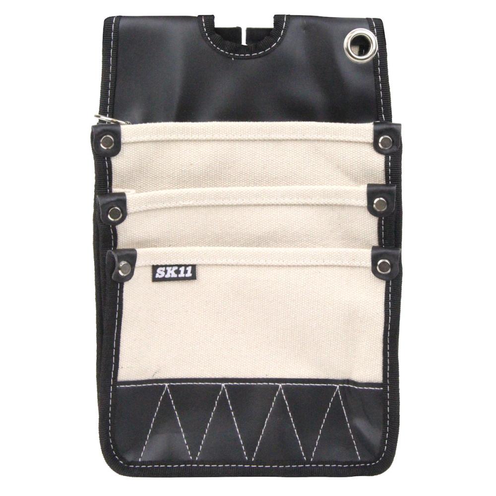 藤原産業　ＳＫ１１　帆布腰袋３段　ホワイト　ＳＨＮ－３Ｄ　ＷＨ