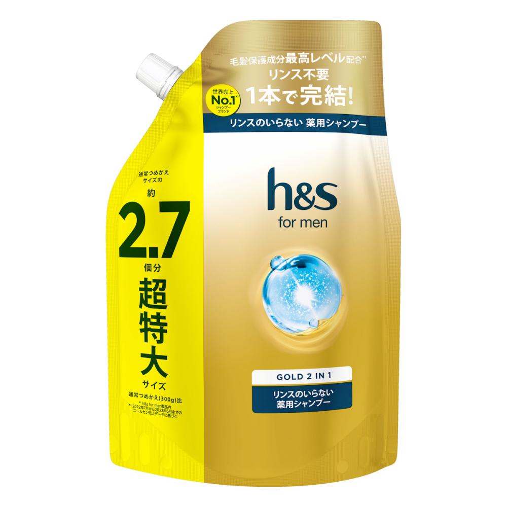Ｐ＆Ｇ　ｈ＆ｓ　ｆｏｒ　ｍｅｎ　ゴールド２ｉｎ１　シャンプー　詰め替え用　超特大　８００ｍＬ