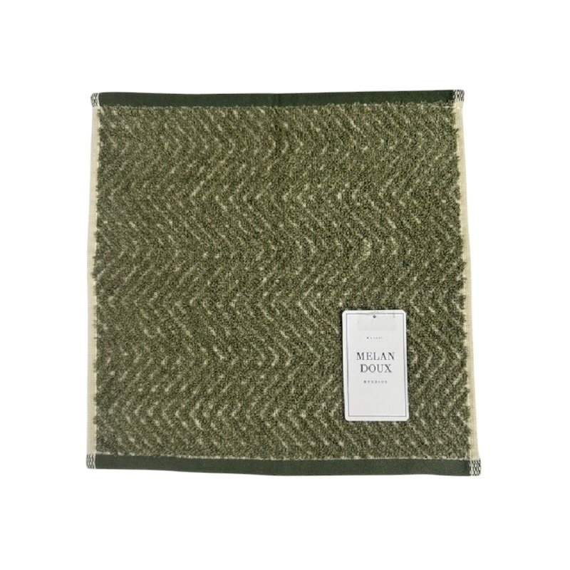 林　ヘリンボーン　タオルハンカチ　グリーン