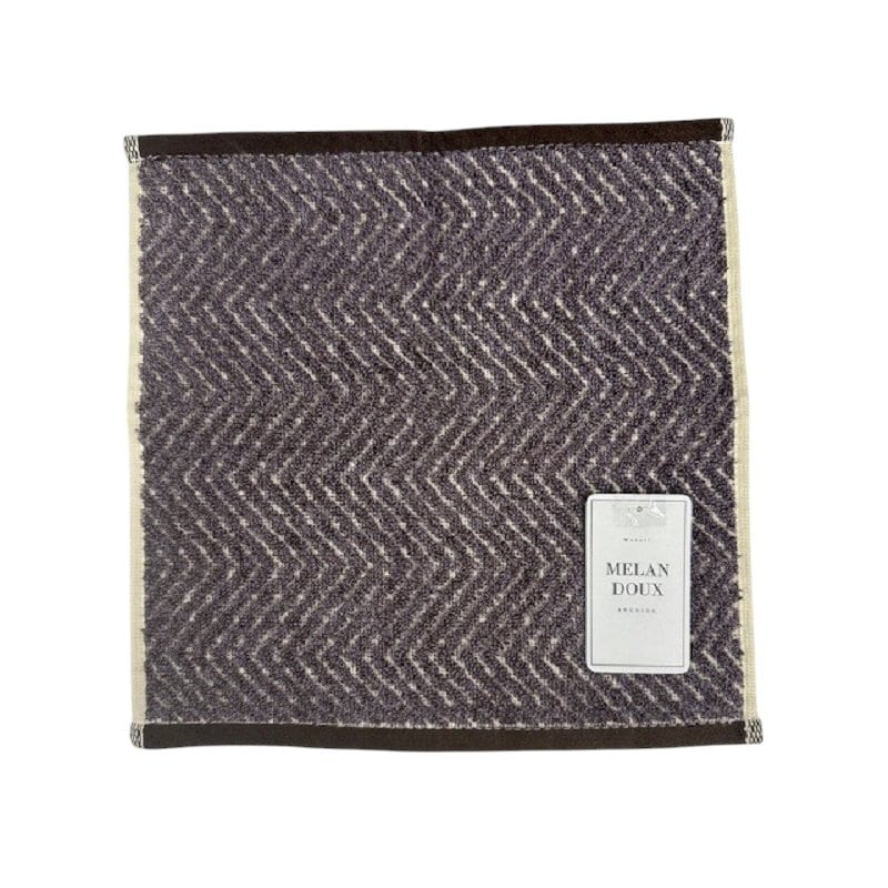 林　ヘリンボーン　タオルハンカチ　ブラウン