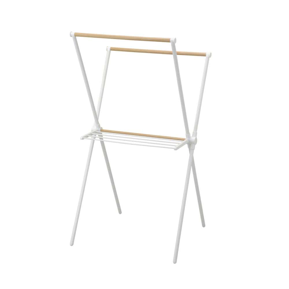 アテーナライフ　タオル掛け付き　Ｘ型室内物干し　白木目