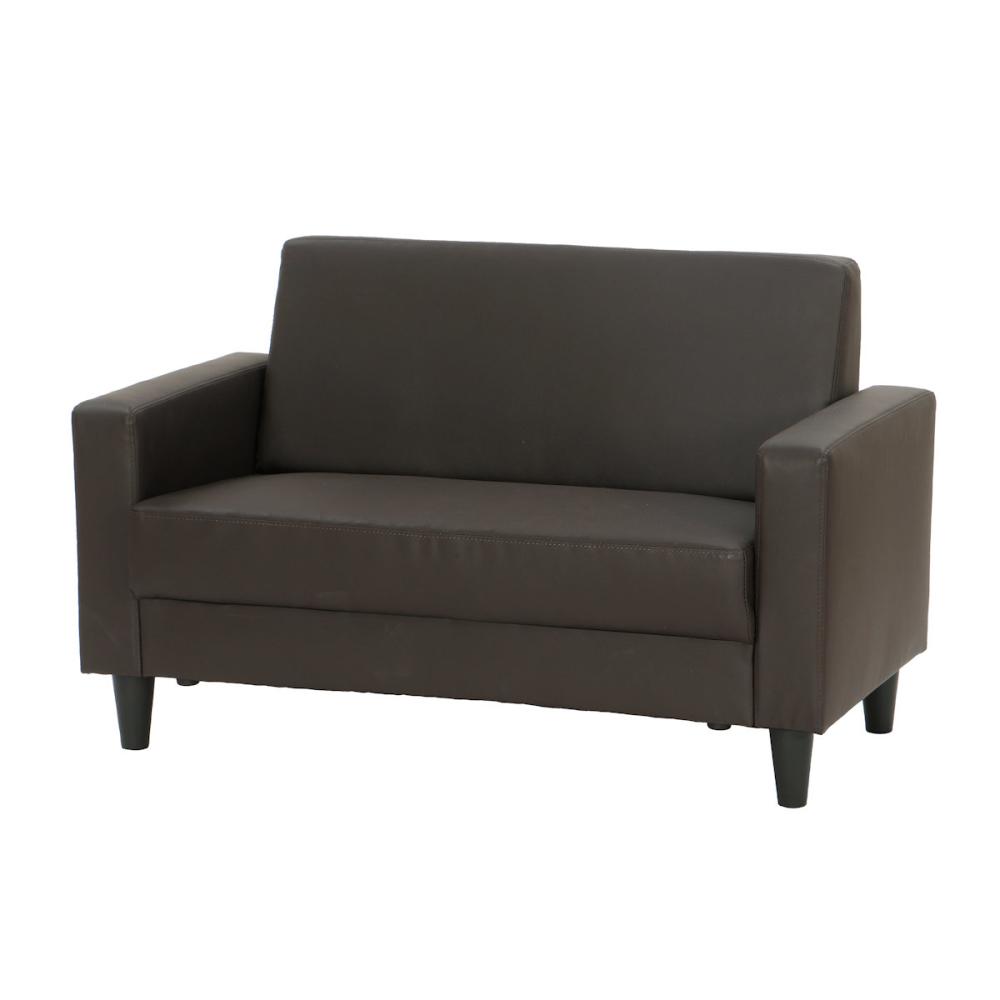 アテーナライフ　２人掛けコンパクトソファ　ロザーナ　ＰＶＣ　ブラウン