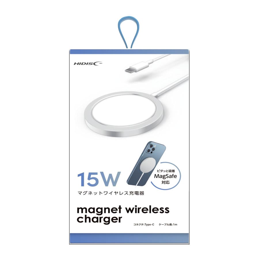 磁気研究所　マグネット式ワイヤレス充電器　１５Ｗ　ホワイト