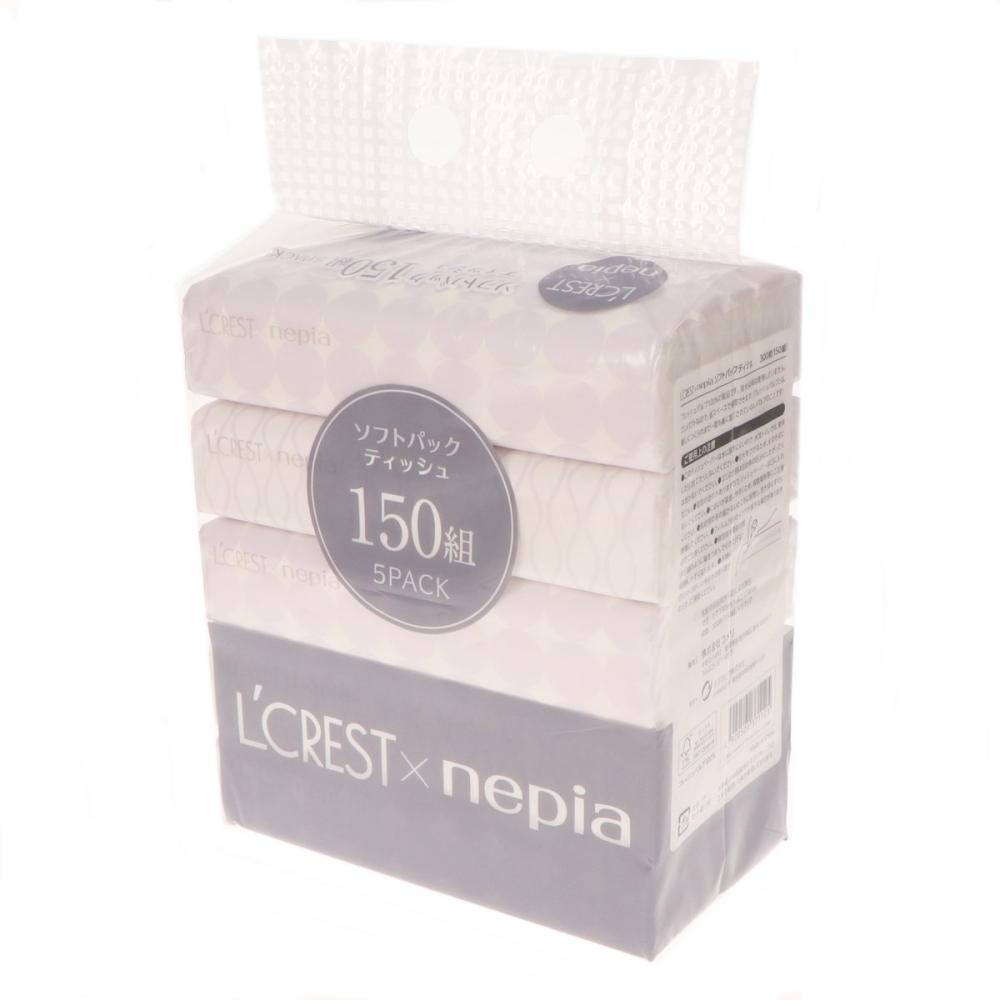 Ｌ’ＣＲＥＳＴ（ルクレスト）×ｎｅｐｉａ　ソフトパックティッシュ　１５０組×５個入り