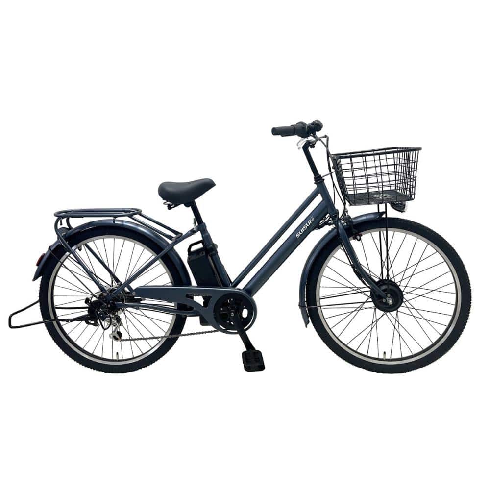 電動アシスト自転車　ＳＵＩＳＵＩ（スイスイ）　ワイドタイヤ　２６インチ　マットブルーグレー