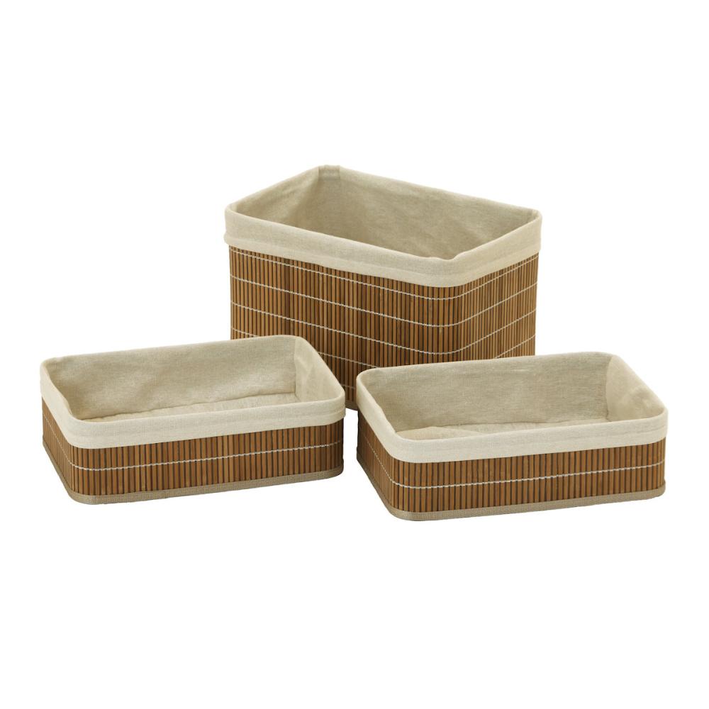 アテーナライフ　バンブーバスケット３点セット　レギュラー＆ハーフ　ブラウン