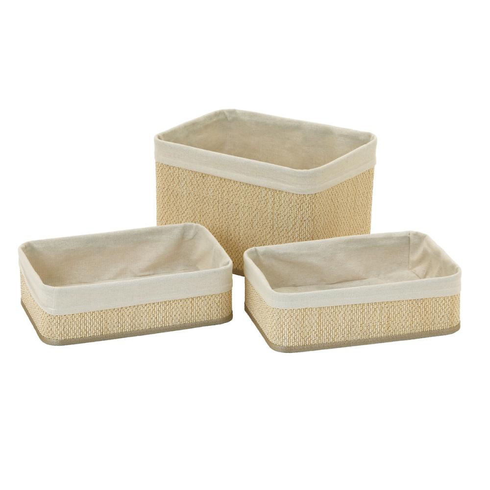 アテーナライフ　バンブーバスケット３点セット　レギュラー＆ハーフ　ホワイト