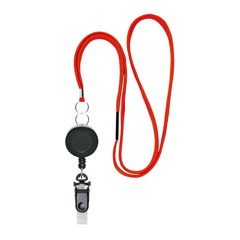 ソニック　リール式　吊下げひも　バラ　赤