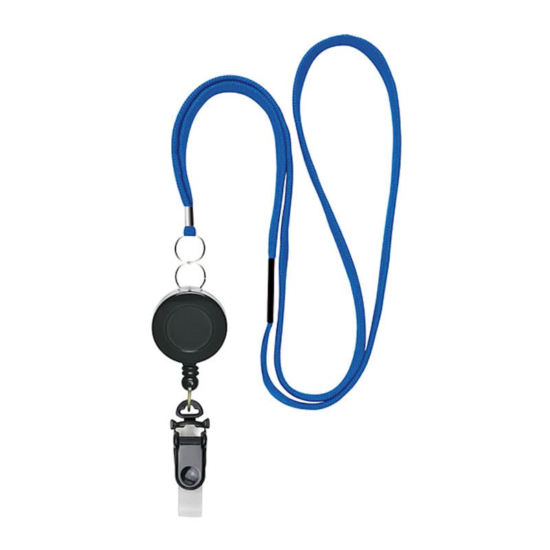 ソニック　リール式　吊下げひも　バラ　青