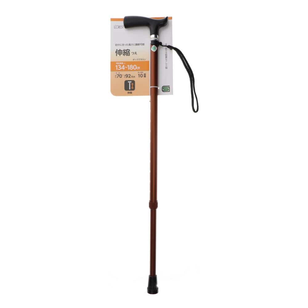 Ｌ’ＣＲＥＳＴ（ルクレスト）　アルミ伸縮ステッキ　ダークブラウン