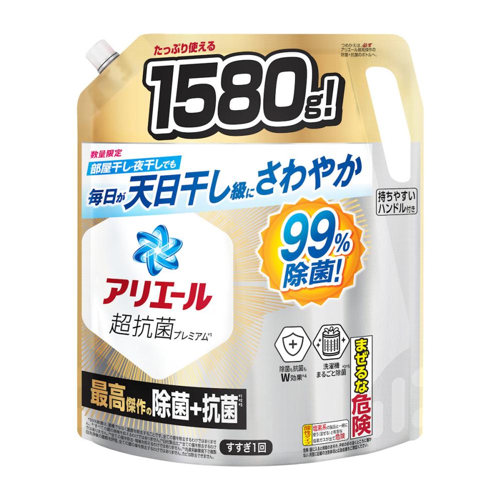 Ｐ＆Ｇ　アリエールジェル　最高傑作の除菌＋抗菌　詰め替え用　超ウルトラジャンボ　１５８０ｇ