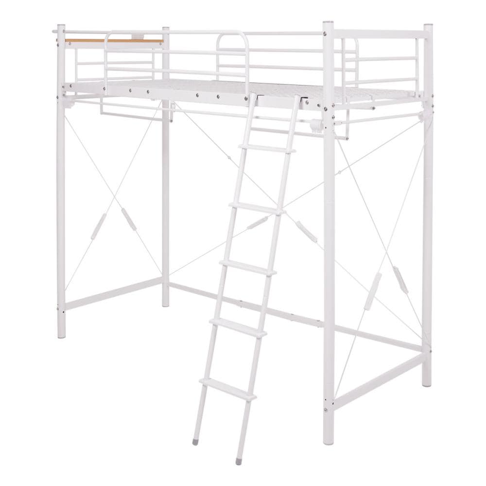 萩原　パイプロフトベッド　ホワイト　シングル　寝台の高さ１５１ｃｍ　ＫＨ－３６９２ＷＨ