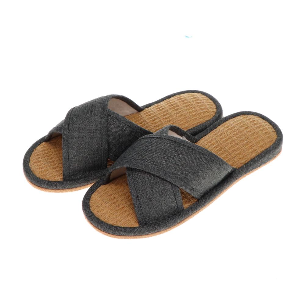 麻風クロススリッパ　グレー　Ｌ