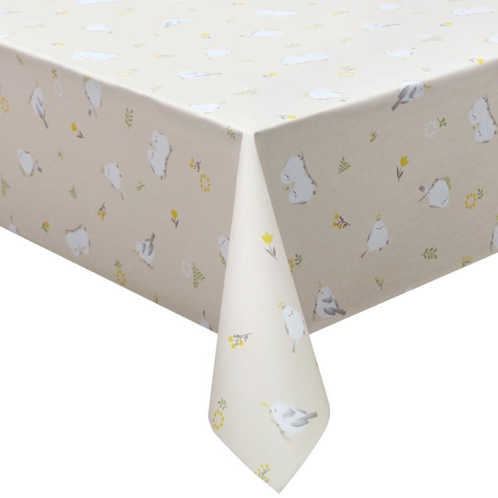 明和グラビア　テーブルクロス　シマエナガ　幅１３０ｃｍ　ＭＧＳ－２０１