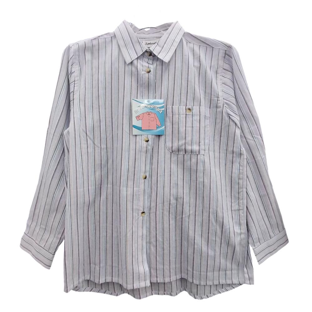 婦人ロールアップブラウス　ストライプ　Ｍ－Ｌ