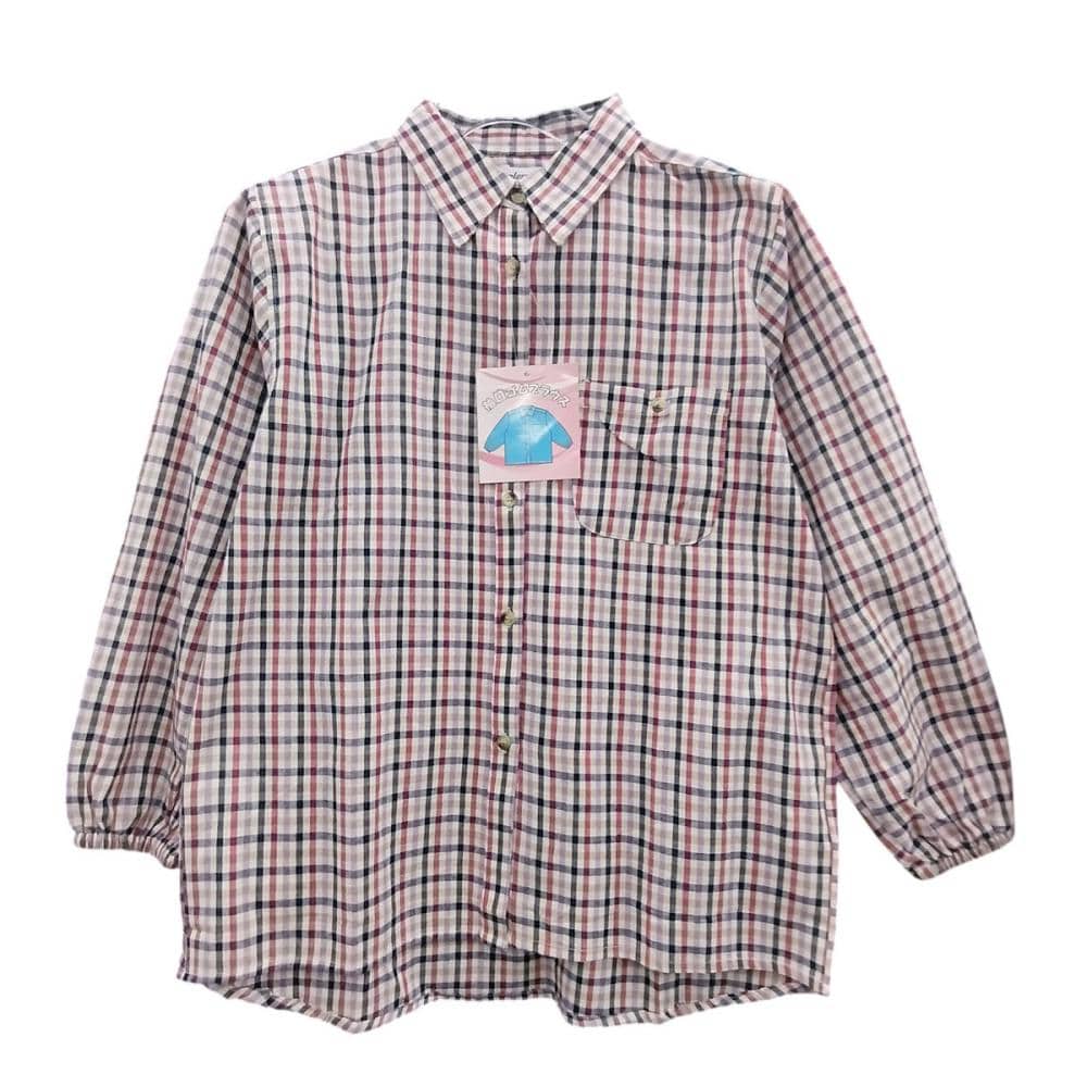 婦人袖口ゴムブラウス　格子　Ｍ－Ｌ