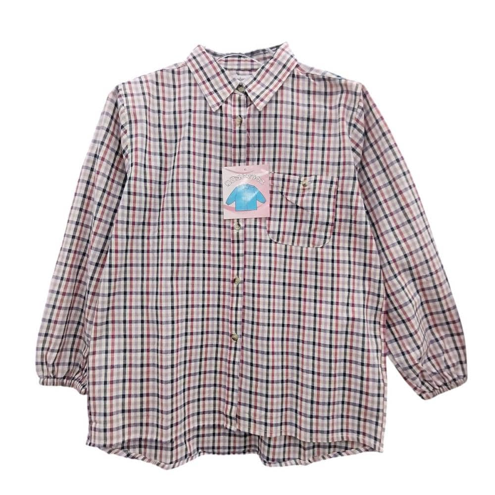 婦人袖口ゴムブラウス　格子　ＬＬ