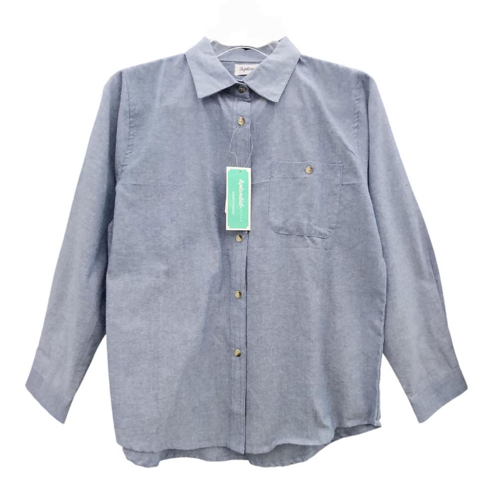 婦人無地ブラウス　サックス　Ｍ－Ｌ