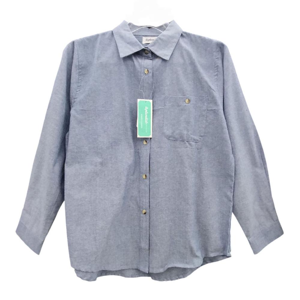 婦人無地ブラウス　サックス　ＬＬ