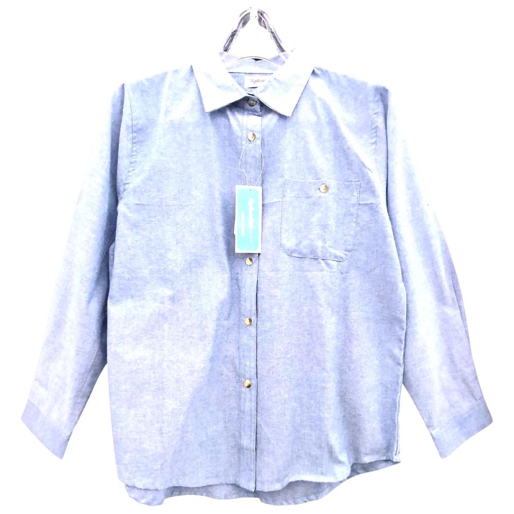 婦人無地ブラウス　ブルー　Ｍ－Ｌ