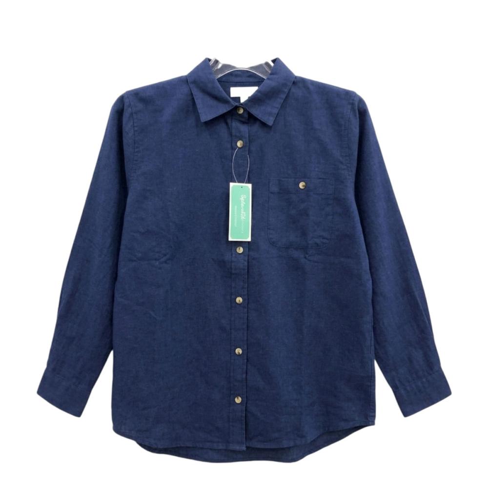 婦人無地ブラウス　紺　Ｍ－Ｌ