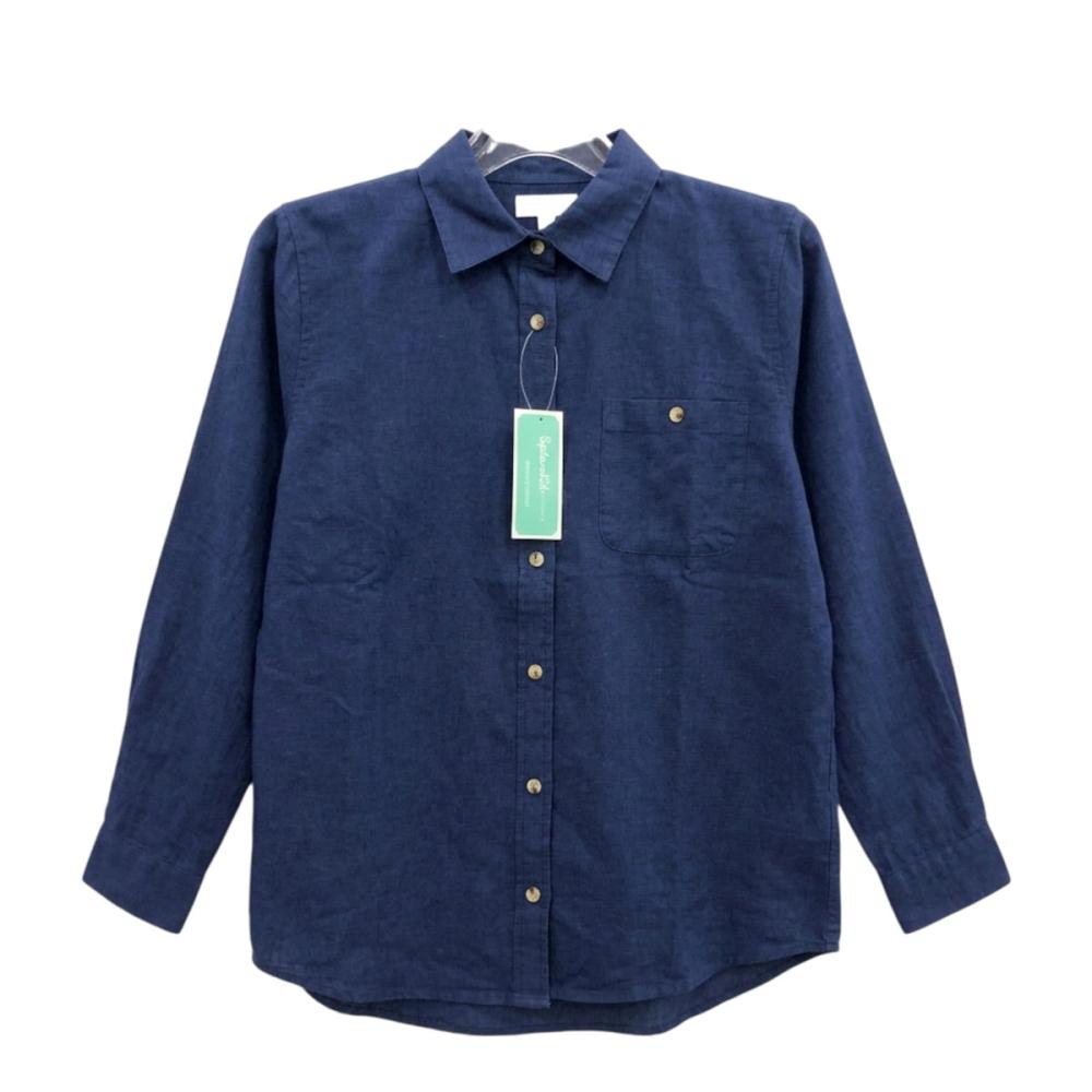 婦人無地ブラウス　紺　ＬＬ