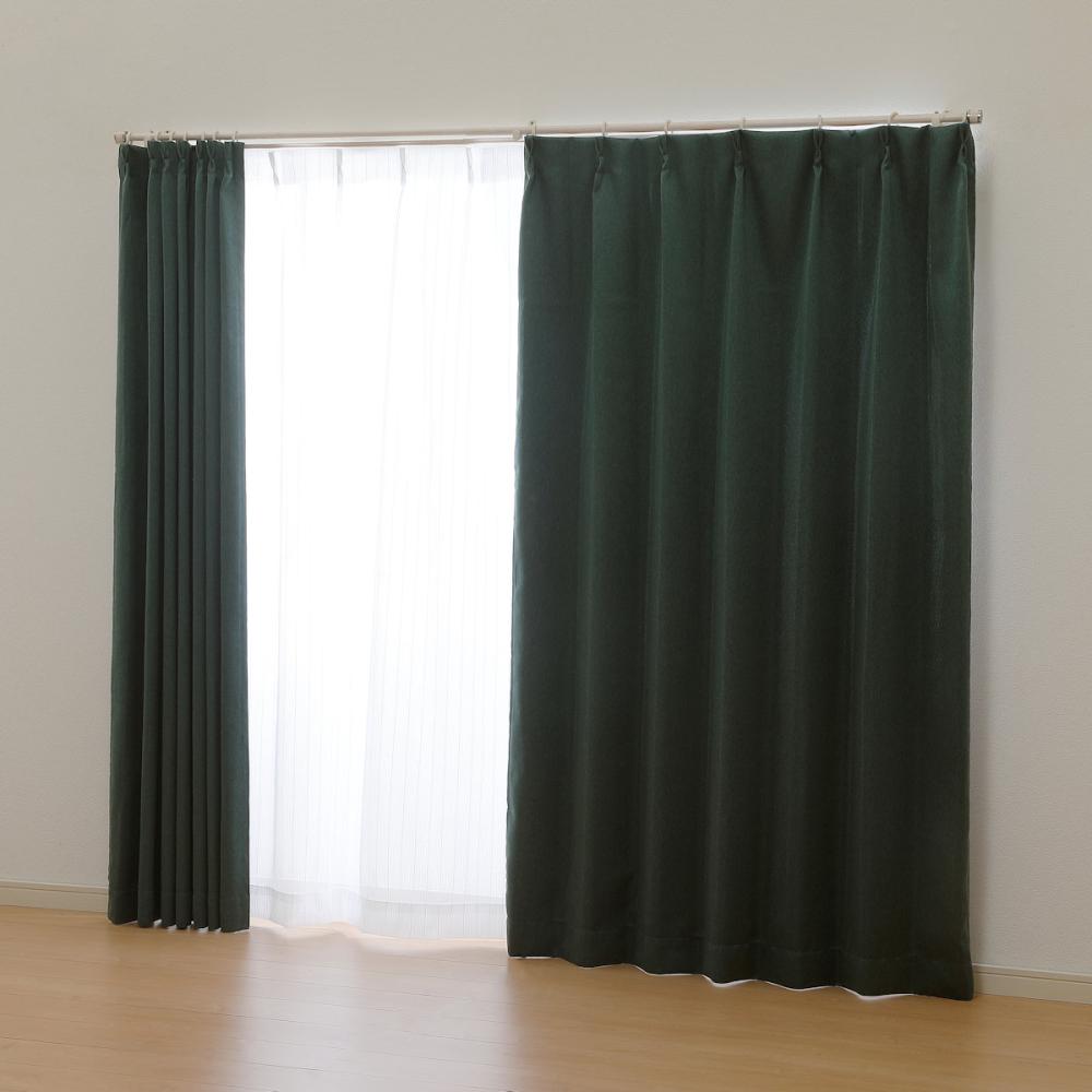 アテーナライフ　カーテン　オンブル　１級遮光　形状記憶　ミラー加工　グリーン　１００×１７８ｃｍ　４枚組セット