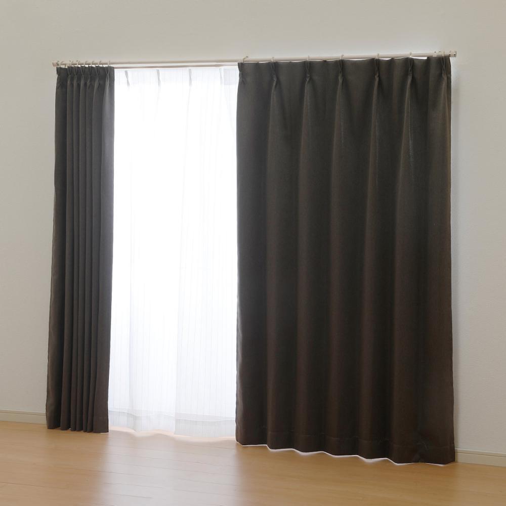 アテーナライフ　カーテン　オンブル　１級遮光　形状記憶　ミラー加工　ブラウン　１００×１７８ｃｍ　４枚組セット